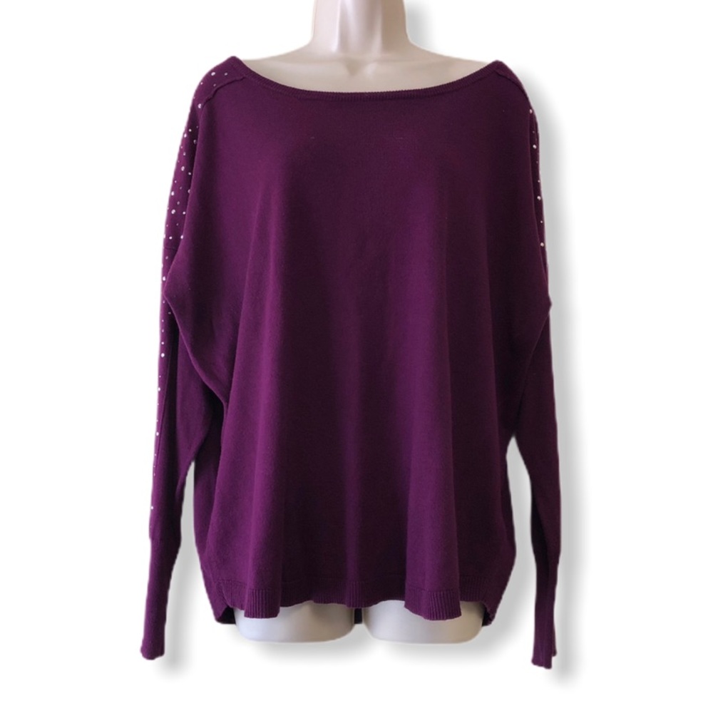 BISOU BISOU PURPLE PLUM LONG SLEEVE KNIT TOP